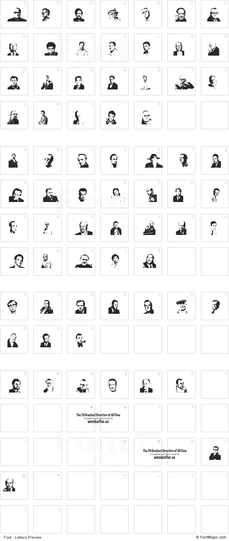 The 70 Greatest Directors of All Time Font - All Latters Preview Chart